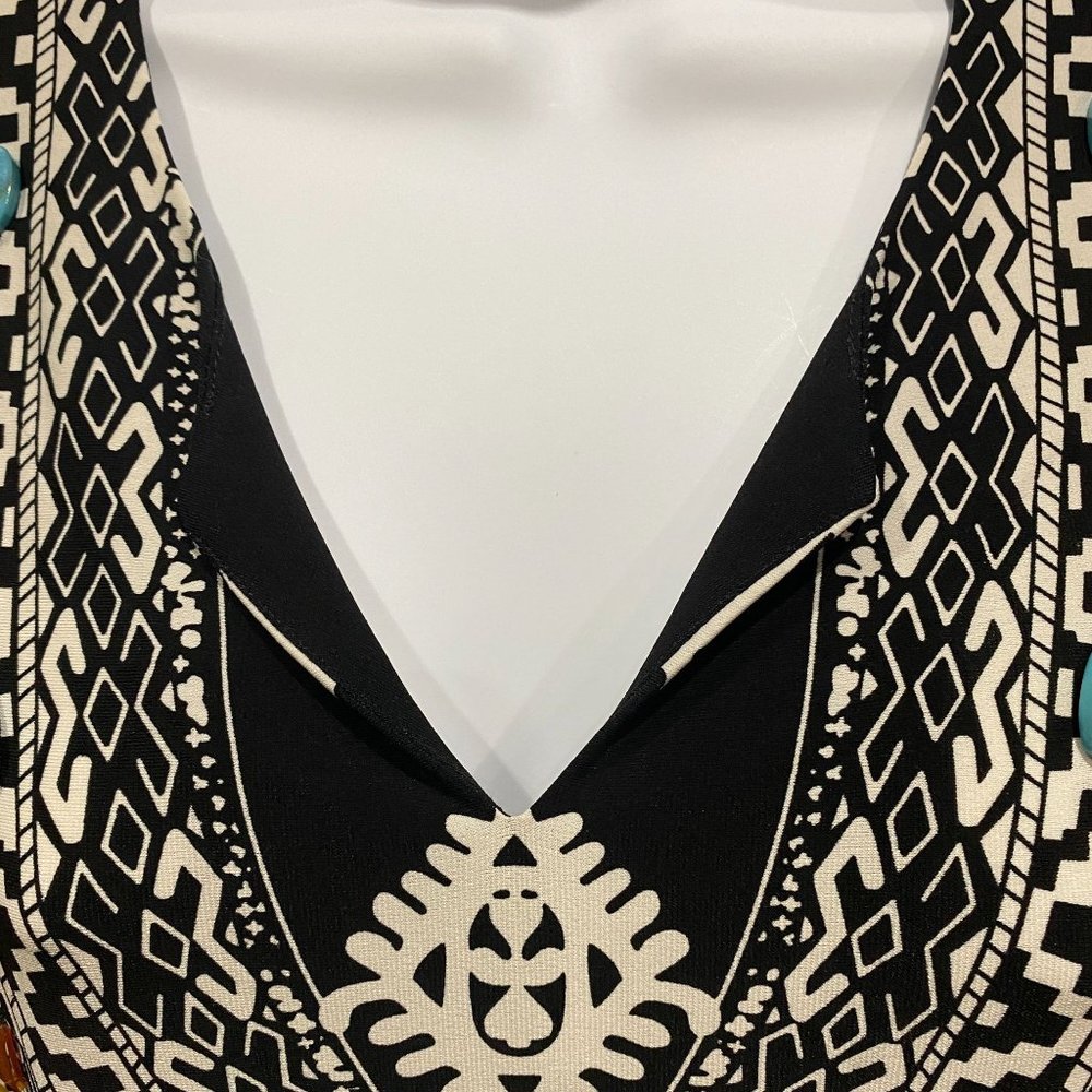 Chico's Beaded Southwestern Dress Size Small 0, Size 4 Stretch Colorful Bell Sle - Picture 3 of 12